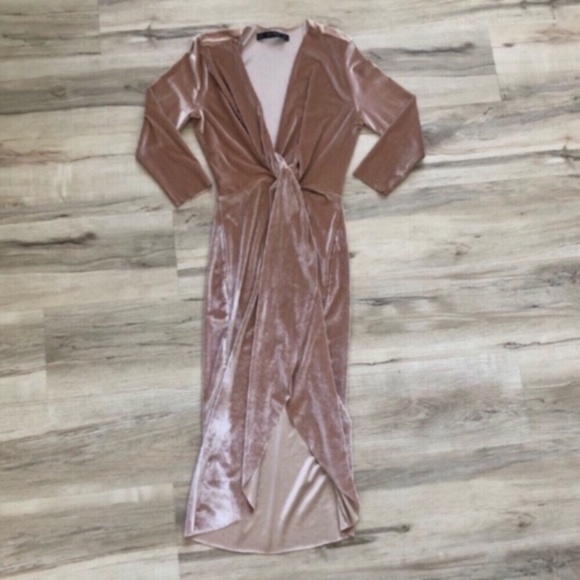 Champagne Velour Zara Basics Cocktail Dress - Picture 8 of 13